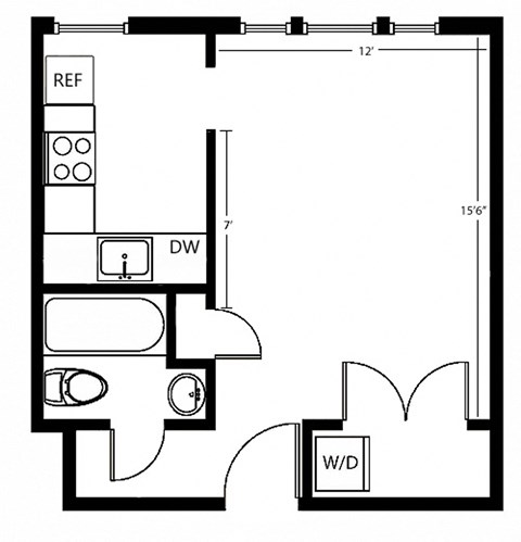 bedroom floor plan an in 1 bed 1 bath
